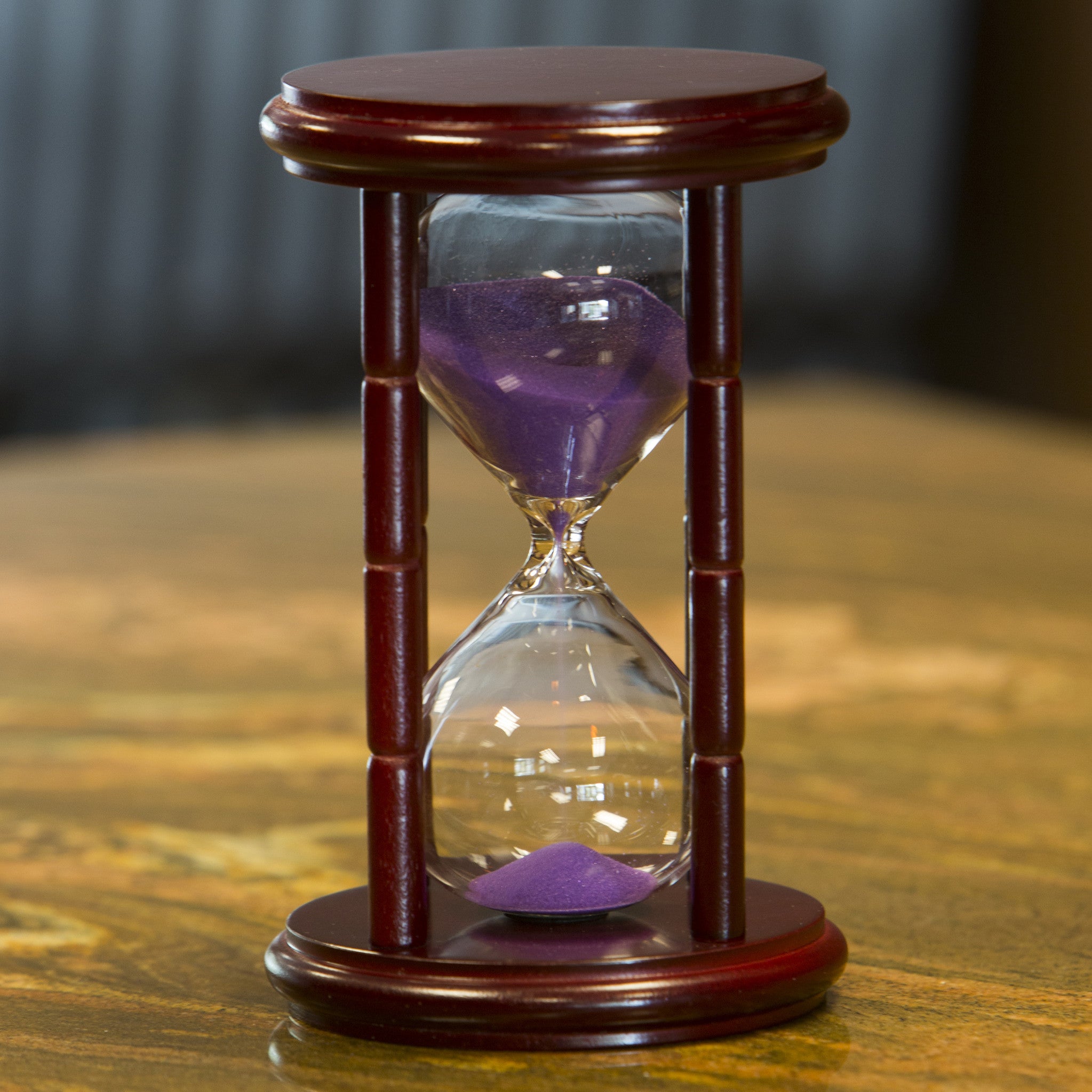 15 Minute Cherry Hourglass with Purple or White Sand - Perfect for Meditation, Yoga, and Time Management