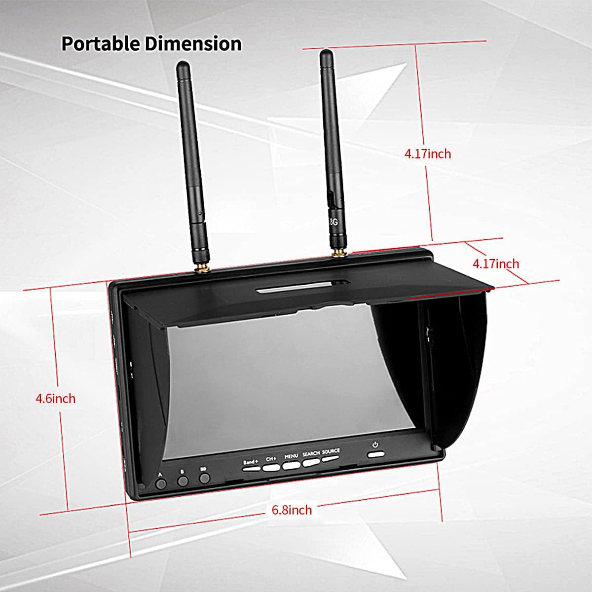 SoloGood 5.8Ghz 7 Inch FPV Monitor with DVR - 40 Channels 800x480 LCD Screen Receiver with Built-in Battery for FPV Drones, Quadcopters, RC Cars | Perfect for Aerial Photography, Racing, and Remote Control Hobbies