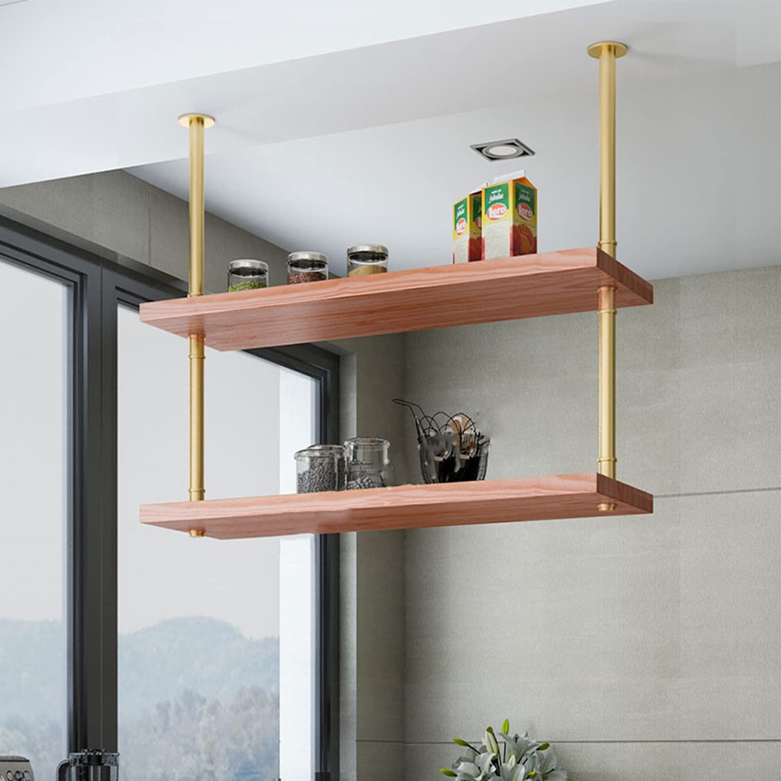 JHHL Floating Wall Shelves Set - Modern Ceiling & Wall Mounted Storage Shelves for Books & Decor - Space-Saving Organizer Display Rack for Bedroom, Bathroom, Living Room & Kitchen (Color C, 120x25x70cm) - Perfect for Small Spaces & Home Organization