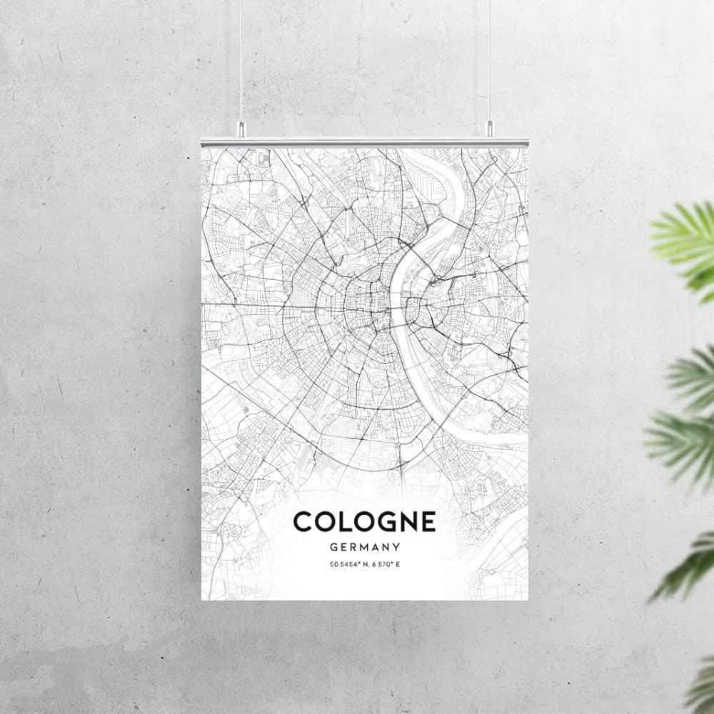 MG Global Cologne Map Poster - Vintage Cologne Germany City Map Wall Art Decor | Cologne Street Map Line Art Print for Office, Home & Travel Gifts | Perfect for Map Lovers, Travel Enthusiasts & German Culture Decor