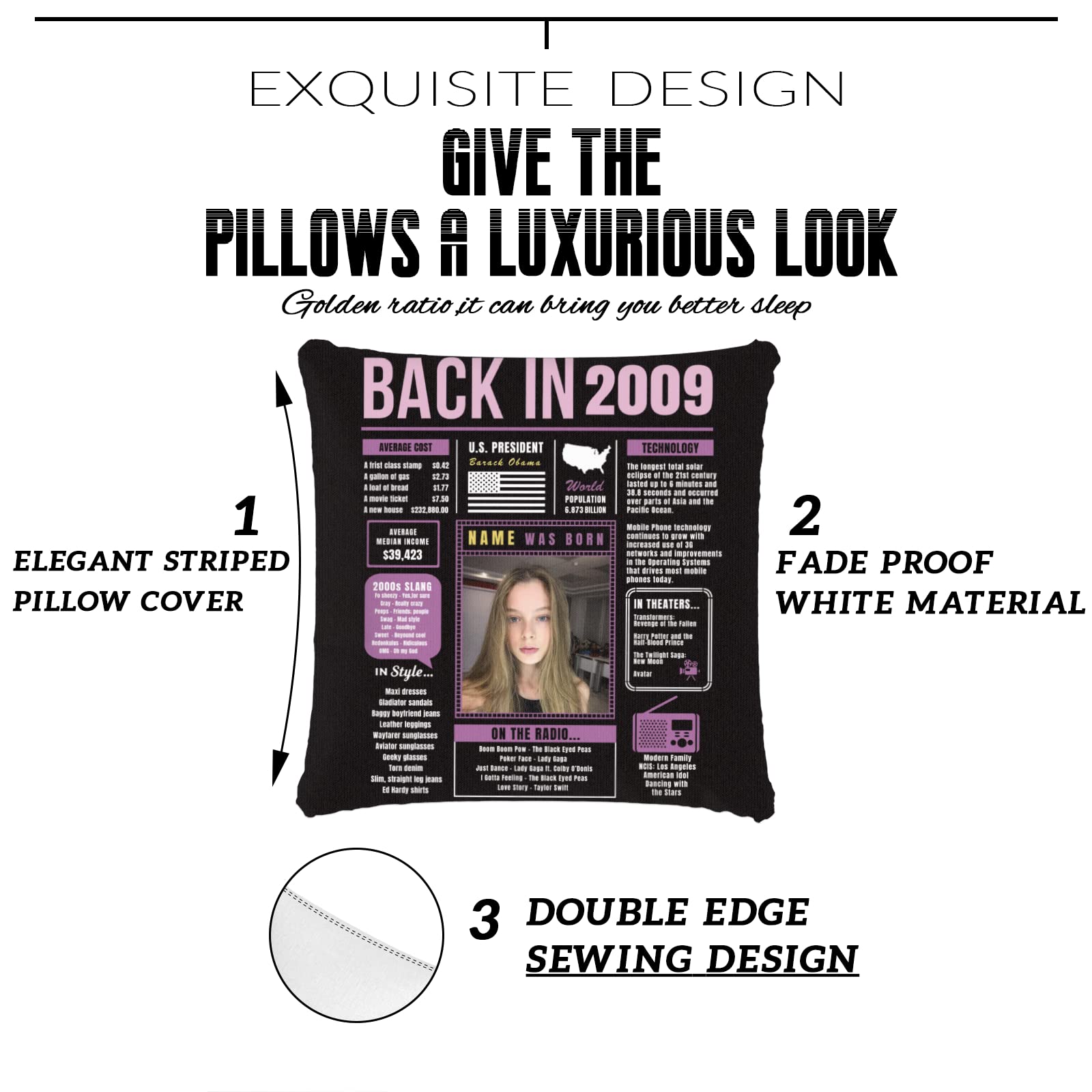 15th Birthday Throw Pillow - Purple Custom Sofa Pillow for 15 Year Old Girl, Super Soft 2009 Birthday Party Decorations | Perfect Gift for Teens, Boys, Girls, Men & Women | Birthday Party Decor, Home Decor, Teen Room Accessory