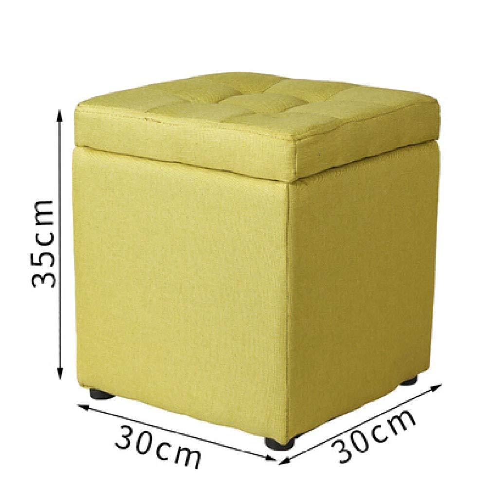 Upholstered Storage Ottoman Bench - Light Grey Footstool with Single Seat for Bedroom & Living Room | Shoe Storage, Makeup Stool & Comfortable Footrest for Home Décor