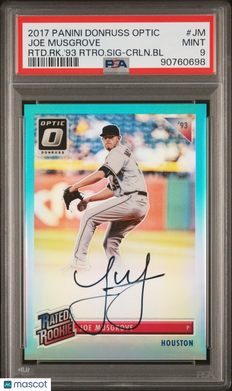 2017 Donruss Optic Retro Autograph Joe Musgrove Carolina Blue /5 Rookie Card #JM PSA 9 Mint - Rare Collectible for Baseball Card Enthusiasts & Sports Memorabilia Display