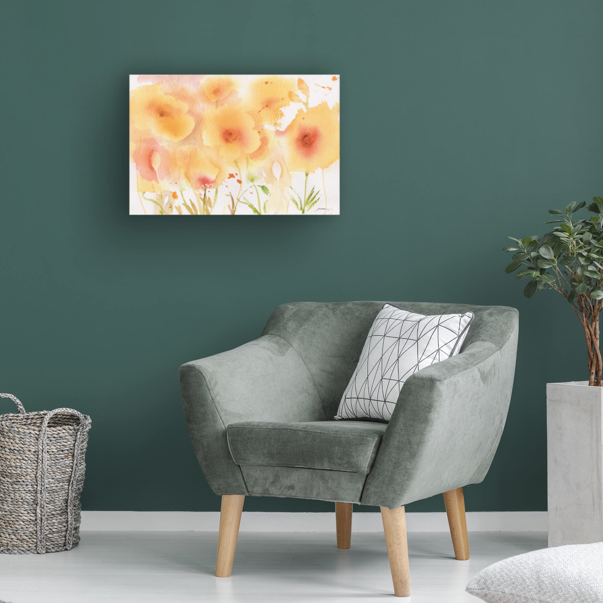 Sheila Golden 'Garden of Gold' Framed Canvas Wall Art - Modern Floral Home Decor for Living Room, Bedroom & Office