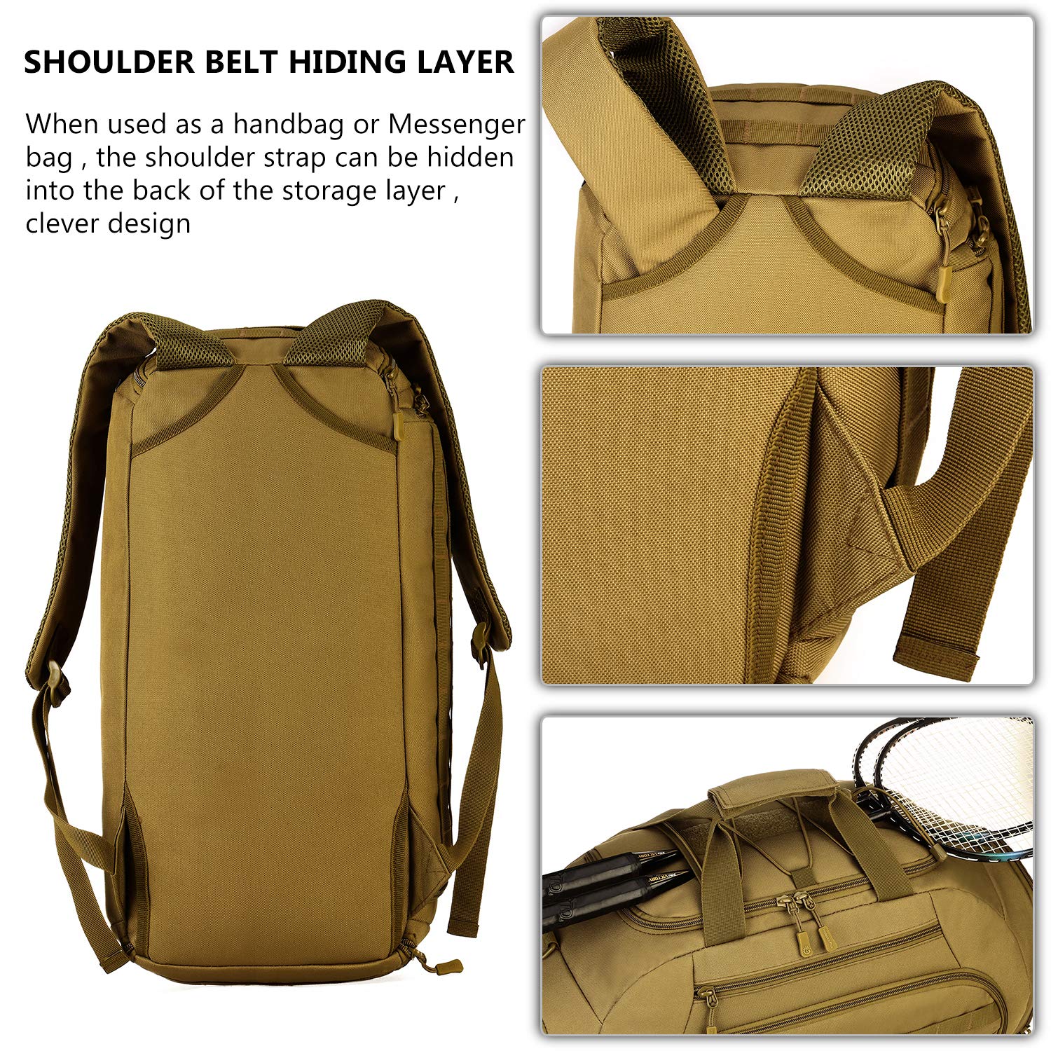 Tactical Duffle Bag 35L - Military MOLLE Gym Backpack for Men, Waterproof Travel Luggage with Rain Cover & Patch - Ideal for Camping, Hiking, Outdoor Sports & Gym Workouts (Black)