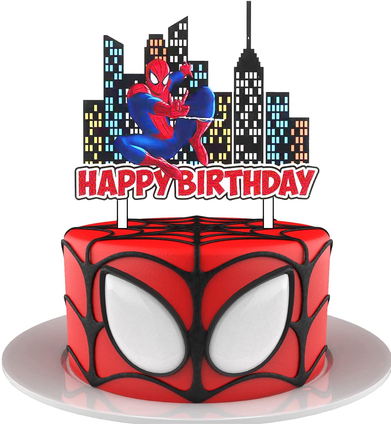Spider-Man Cake Topper - Acrylic Superhero Birthday Cake Decor for Kids' Party | Perfect for Boys' Birthday, Superhero Theme Party & Spider-Man Themed Celebrations