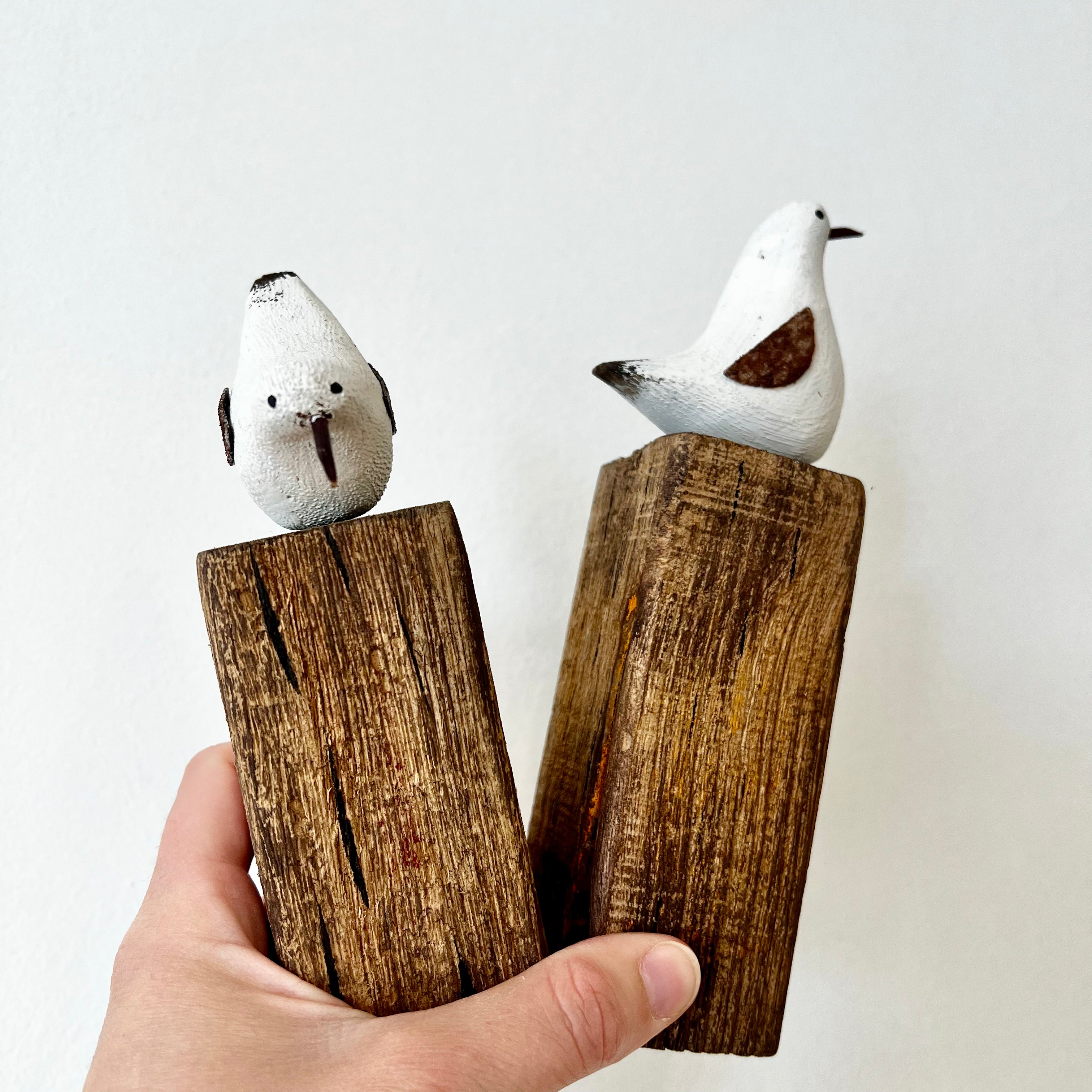 Pair of Seabirds on Driftwood Wall Art - Handmade Coastal Decor for Beach House, Living Room & Office - Nautical Themed Home Accent