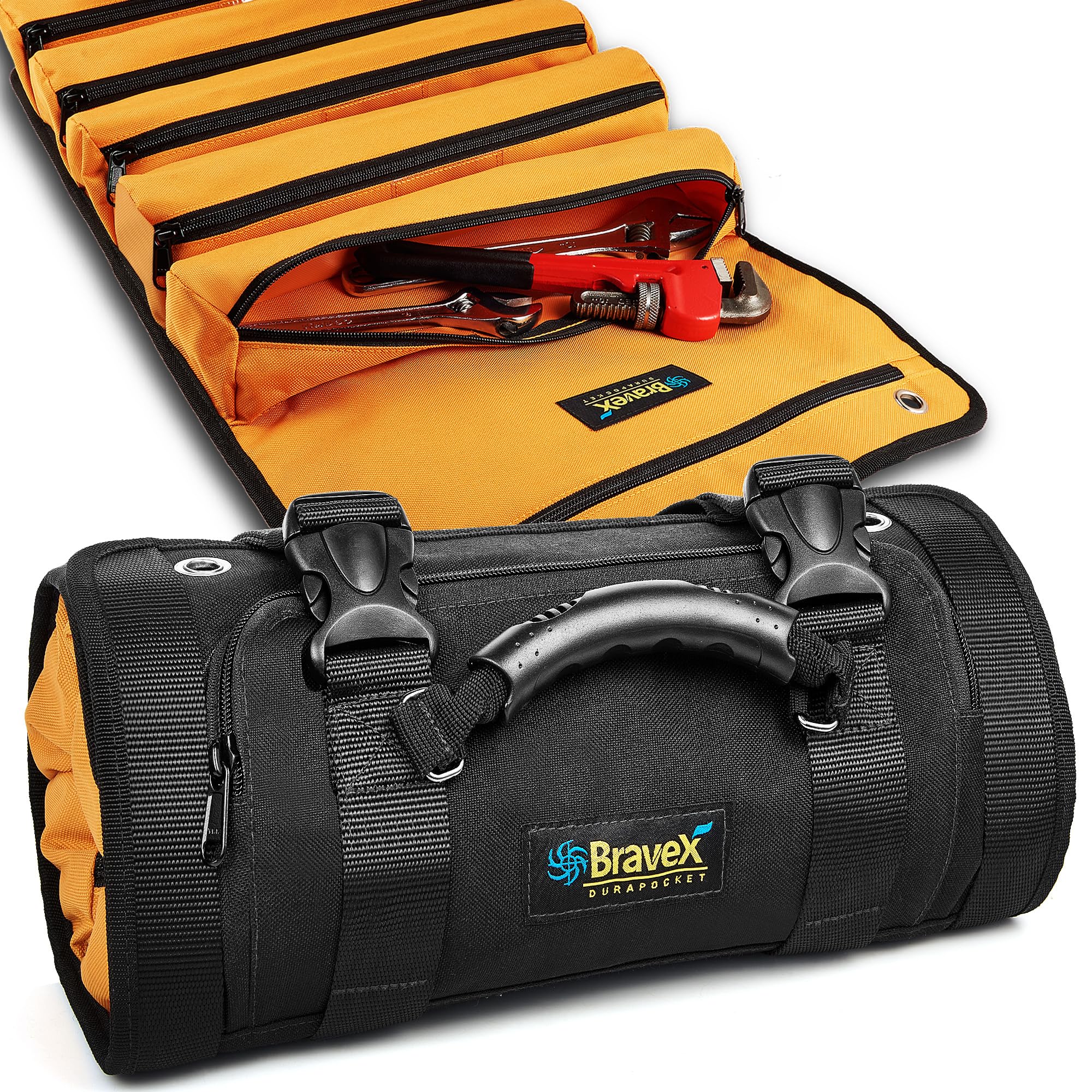 Voltstorm 12-Pocket Tool Roll Bag - Heavy Duty 1200D Ballistic Nylon with Kevlar Stitches & YKK Zipper - Wear & Abrasion Resistant Tool Pouch for Wrenches - Perfect for Motorcycle Maintenance, Electricians, Carpenters & Plumbers (Workshop, Garage, Job Site, DIY Projects)