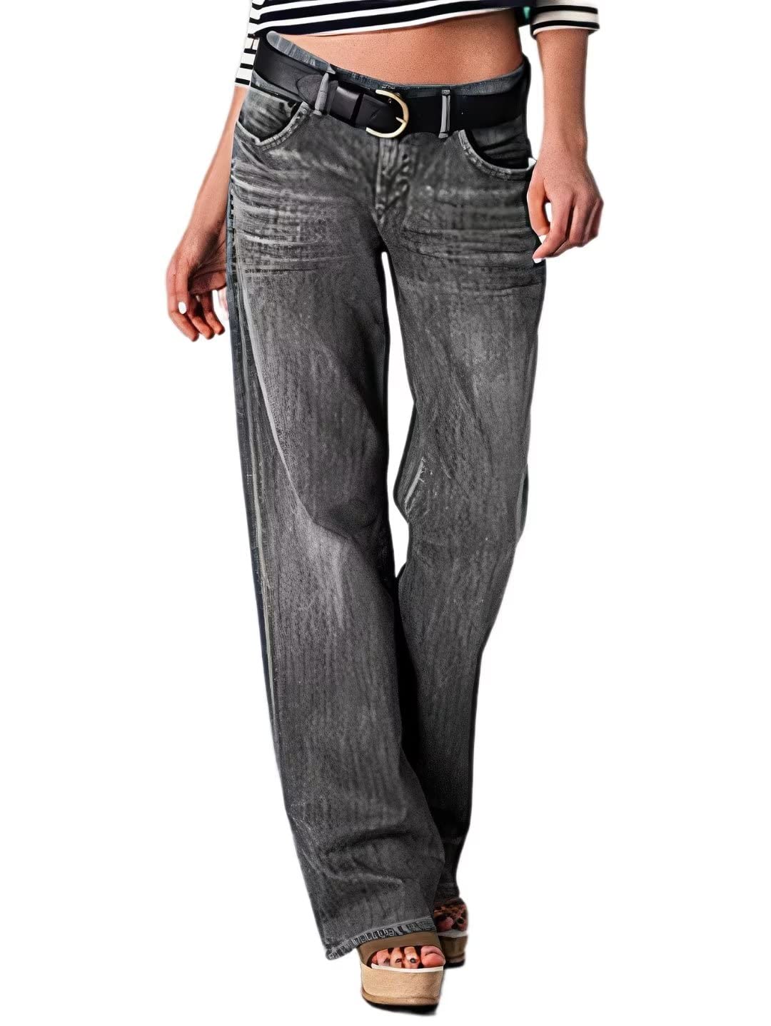 Trendy 2023 Flamingals Women's Low Waist Bootcut Jeans - No Belt Needed | Perfect for Casual Outings & Night Out