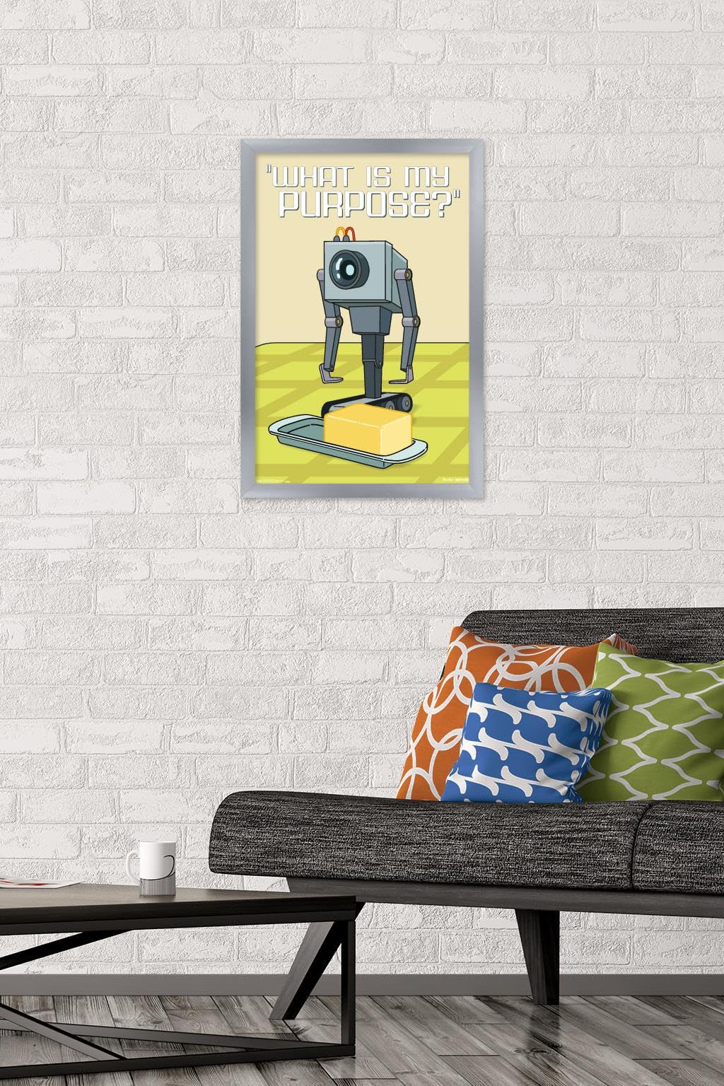 Trends International Rick and Morty Butter Bot Wall Poster - 14.725 x 22.375 Inches Silver Framed Art Print - Perfect for Bedroom, Game Room, and Office Decor
