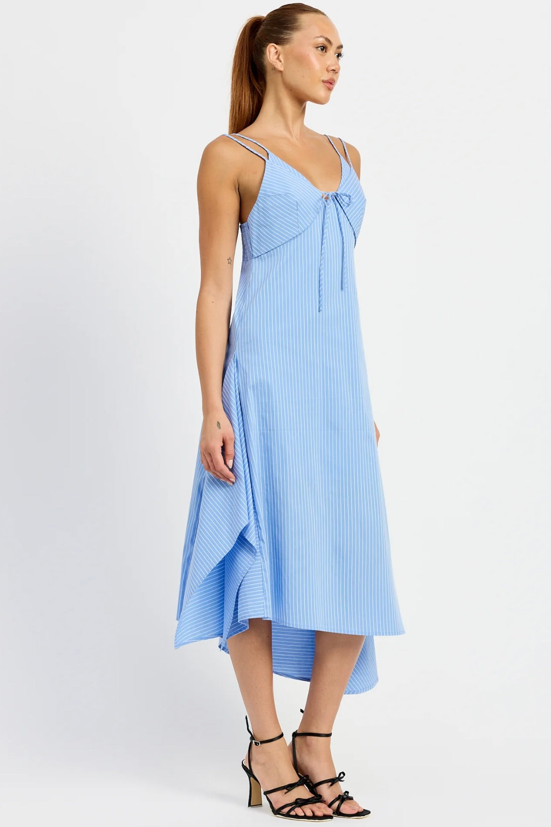 Lilith Stripe Midi Maxi Dress for Women - Flowy Summer Beach Dress with Side Slits, Boho Chic Floral Print, Comfortable Casual & Party Wear - Perfect for Vacations, Weddings, and Date Nights