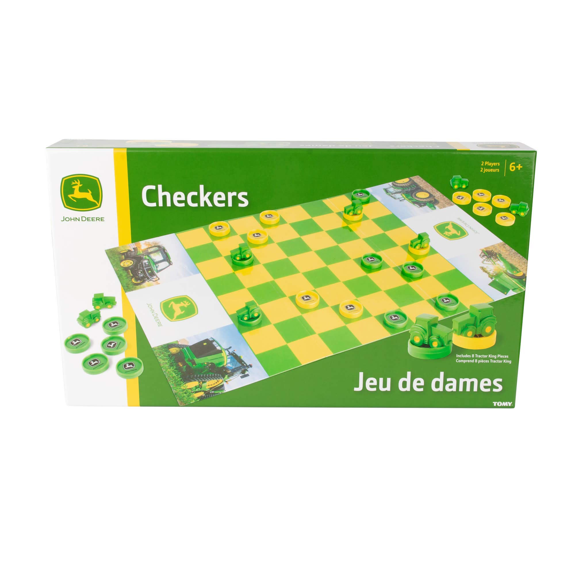 John Deere Checkers Game - Farm-Themed Board & Tractor Kings for Kids 6+ - Fun Family Strategy Game for Indoor Play