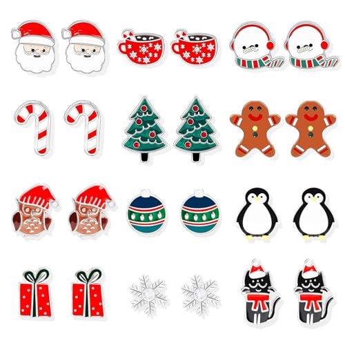J-12Pairs Christmas Earrings