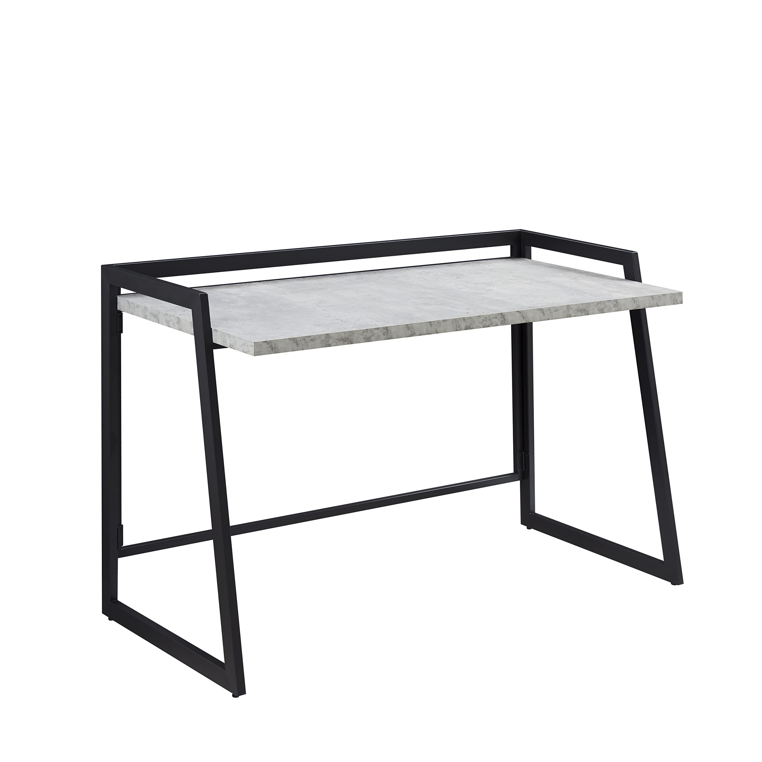 Leick Home 70004-CCGM Modern Mixed Metal and Wood Desk with Concrete Top & Gunmetal Frame - Perfect for Home Office, Study Room or Workspace