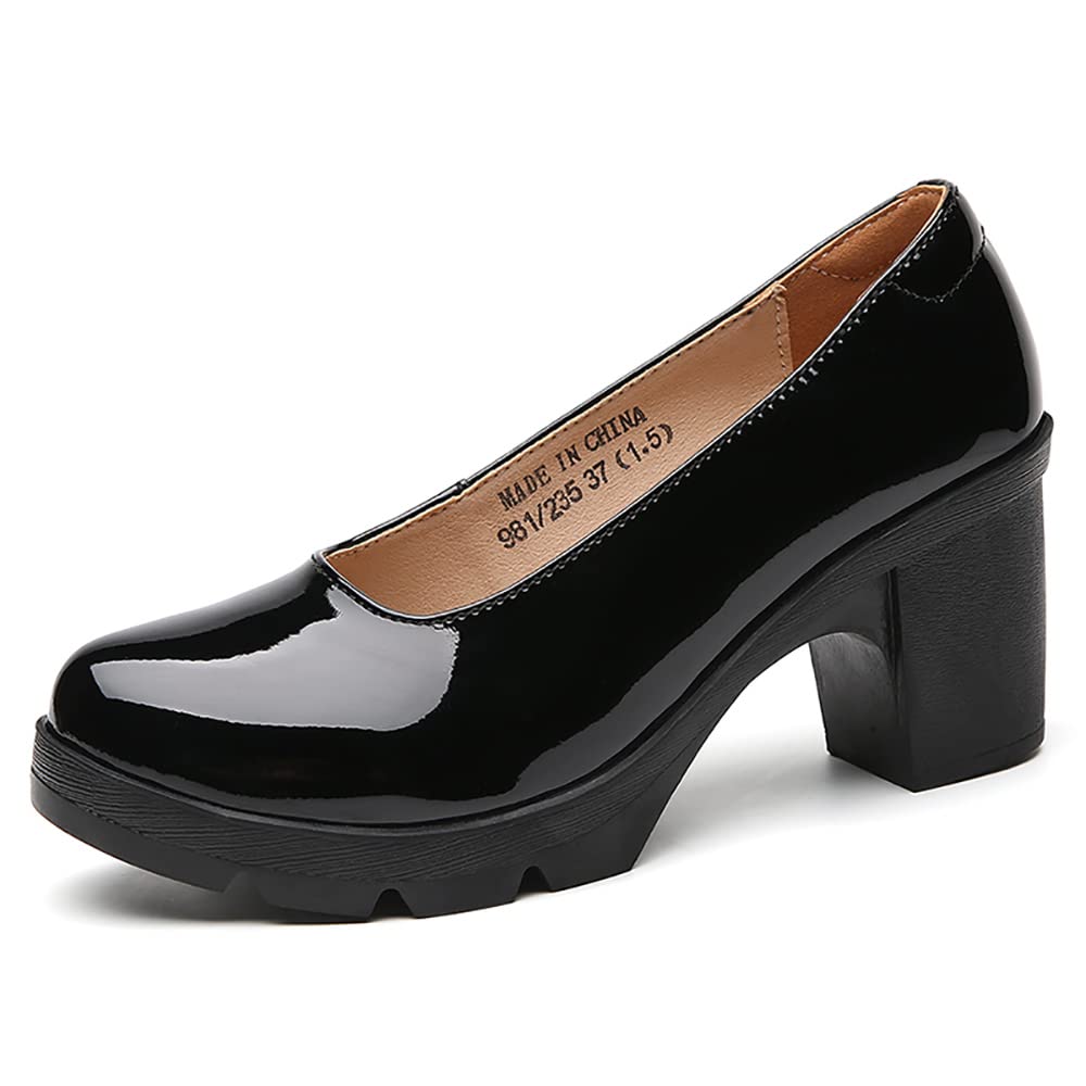 YING LAN Women's Leather Oxford Shoes - Round Toe Mid Heel Platform Dress Pumps for Office, Wedding & Walking | Comfortable & Stylish Women's Shoes for Work, Party & Daily Wear