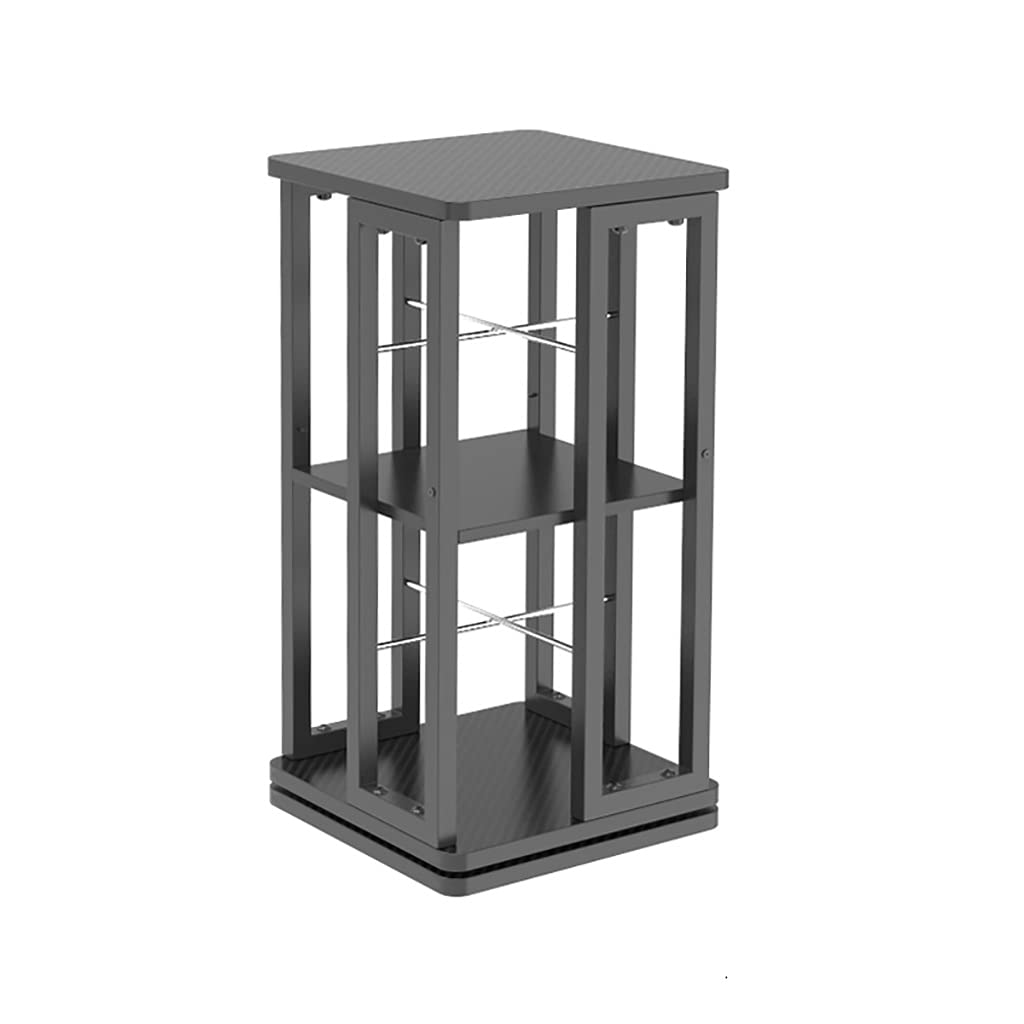 360° Rotating Bookshelf - Compact Desktop Organizer for Home Office & Dorm | Space-Saving Storage Solution | Perfect for Books, Plants & Decor (Black)