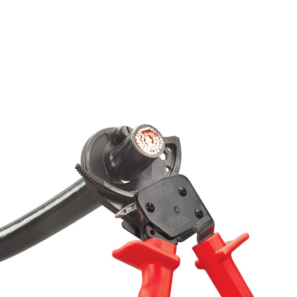 Klein Tools 63060 Heavy Duty Ratcheting Cable Cutters - Up to 750 MCM Capacity for Electrical Wire Cutting | Perfect for Electricians, Contractors & DIY Cable Preparation Projects