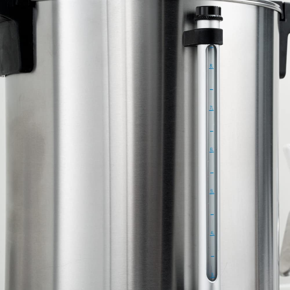 Restaurantware Restpresso 3 Gallon Commercial Coffee Dispenser - 120V/1000W Stainless Steel Hot Water Urn with Adjustable Thermostat & No-Drip Spigot - Large Double-Wall Coffee Maker for Cafes, Offices & Catering Events (Serves 67 Cups, Silver 13/0 Stainless Steel)