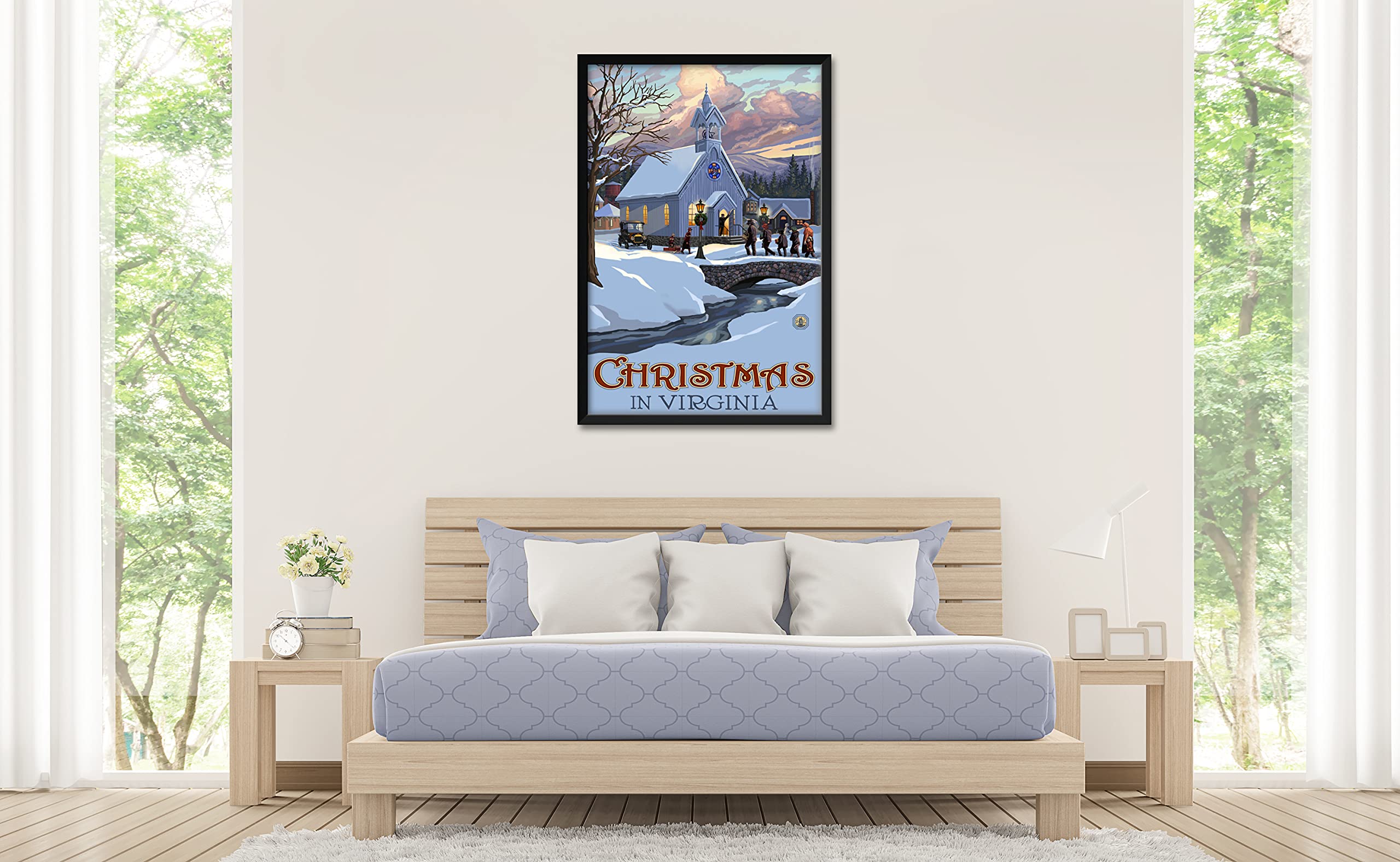 Paul A. Lanquist Framed Art Print - Virginia & New England Christmas Travel Artwork, 32x47 Inch Professionally Framed Wall Decor | Perfect for Holiday Home Decor, Living Room & Office Display