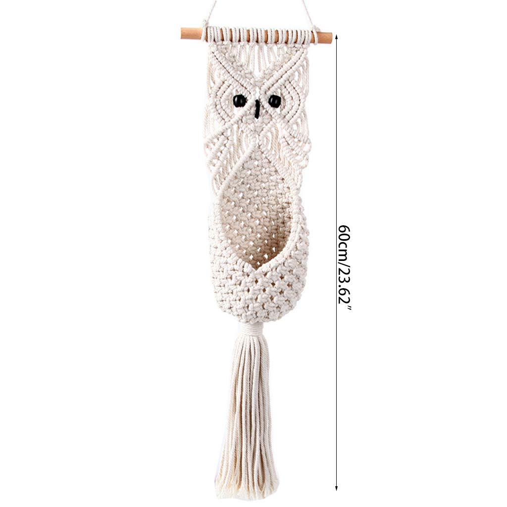 Handmade Macrame Owl Plant Hanger - Boho Wall Decor for Indoor Plants, Flower Pots & Hanging Baskets | Perfect for Living Room, Bedroom, Balcony & Garden Decor