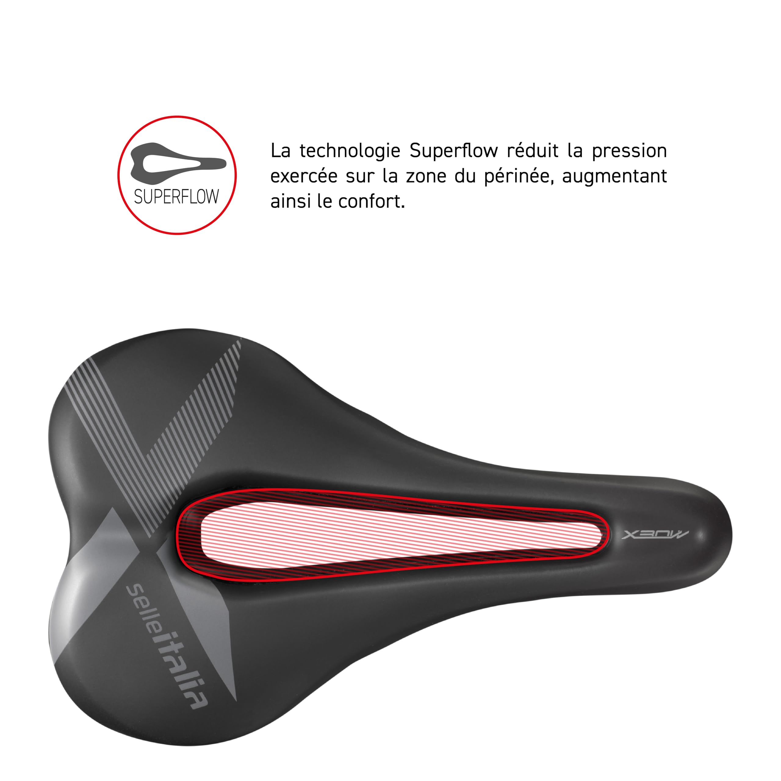 Selle Italia X-Bow Superflow Bike Saddle - Lightweight Alloy FeC Frame, Anatomical Cutout for Enduro, E-Bike & E-Mountain Bike | Perfect for Trail Riding & Off-Road Cycling