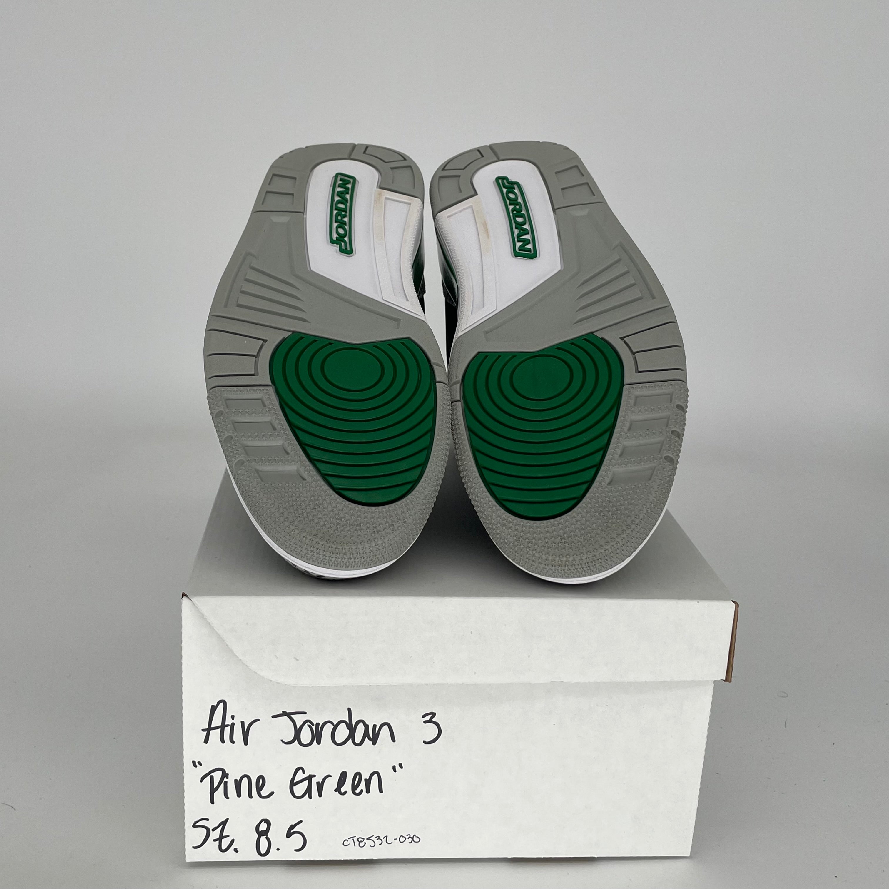 Original Air Jordan 3 Retro 'Pine Green' Men's Basketball Shoes Size 8.5 - Style Code CT8532-030 | Perfect for Streetwear, Sneaker Collecting & Casual Fashion