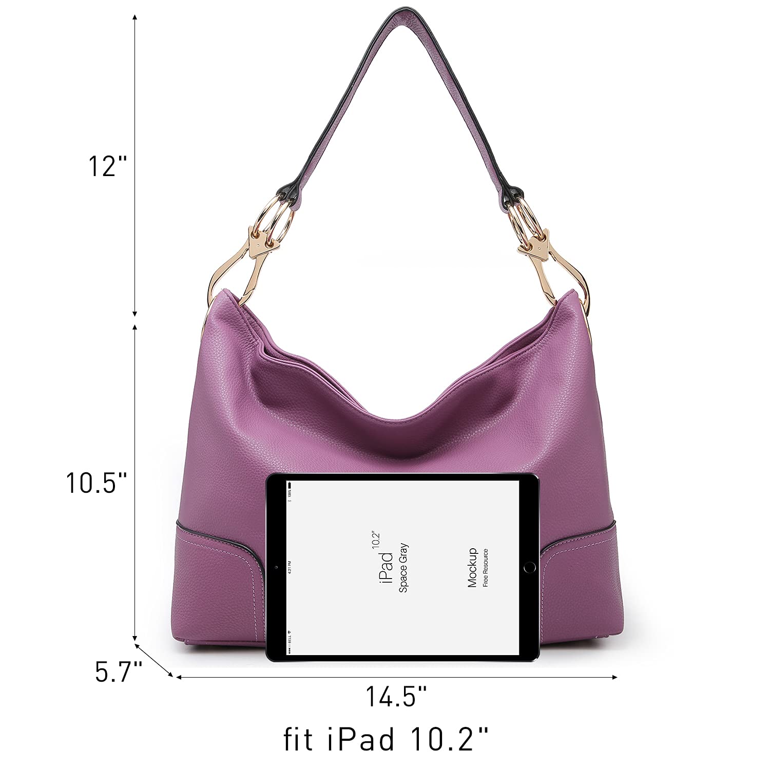 Dasein Women's Soft PU Leather Hobo Handbag - Slouchy Shoulder Bag with Top Handle, Tote Purse for Work, Travel & Everyday Use