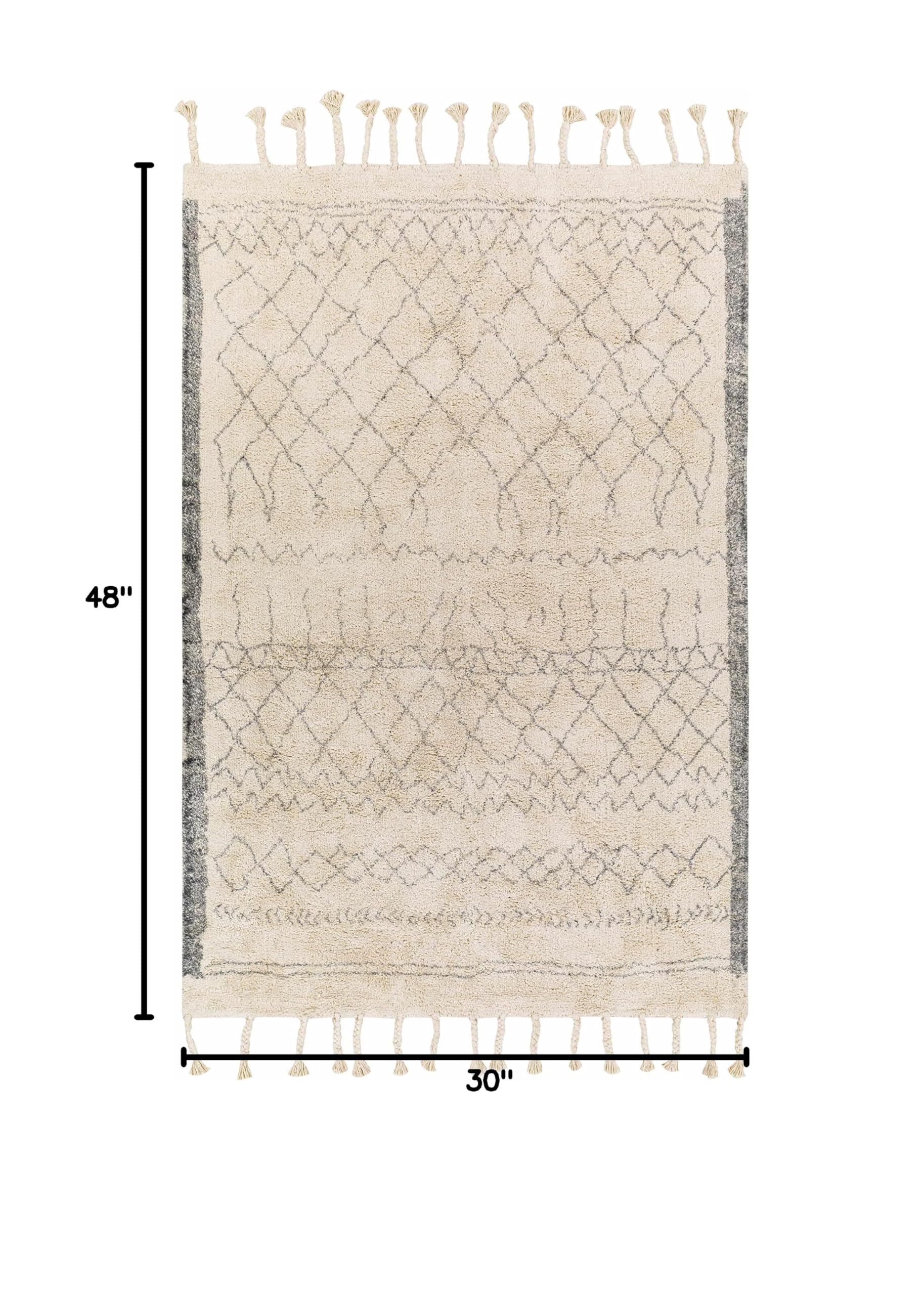 Bohemian Transitional Area Rug for Living Room & Bedroom - Gray & Cream 2'6