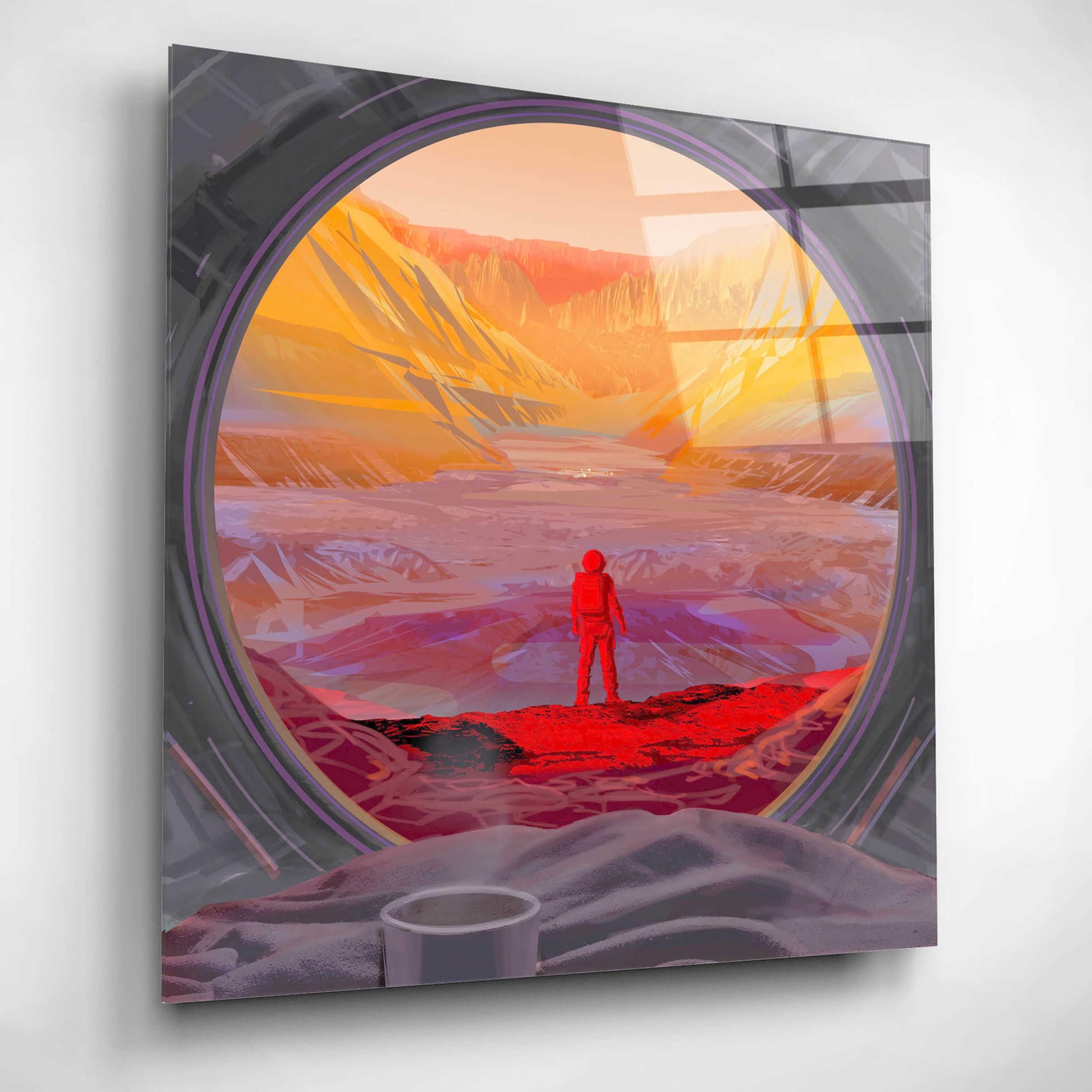 Epic 'On Mars' Acrylic Glass Wall Art - 12x12 Inch Modern Space Themed Home Decor - Perfect for Living Room, Bedroom or Office Decoration