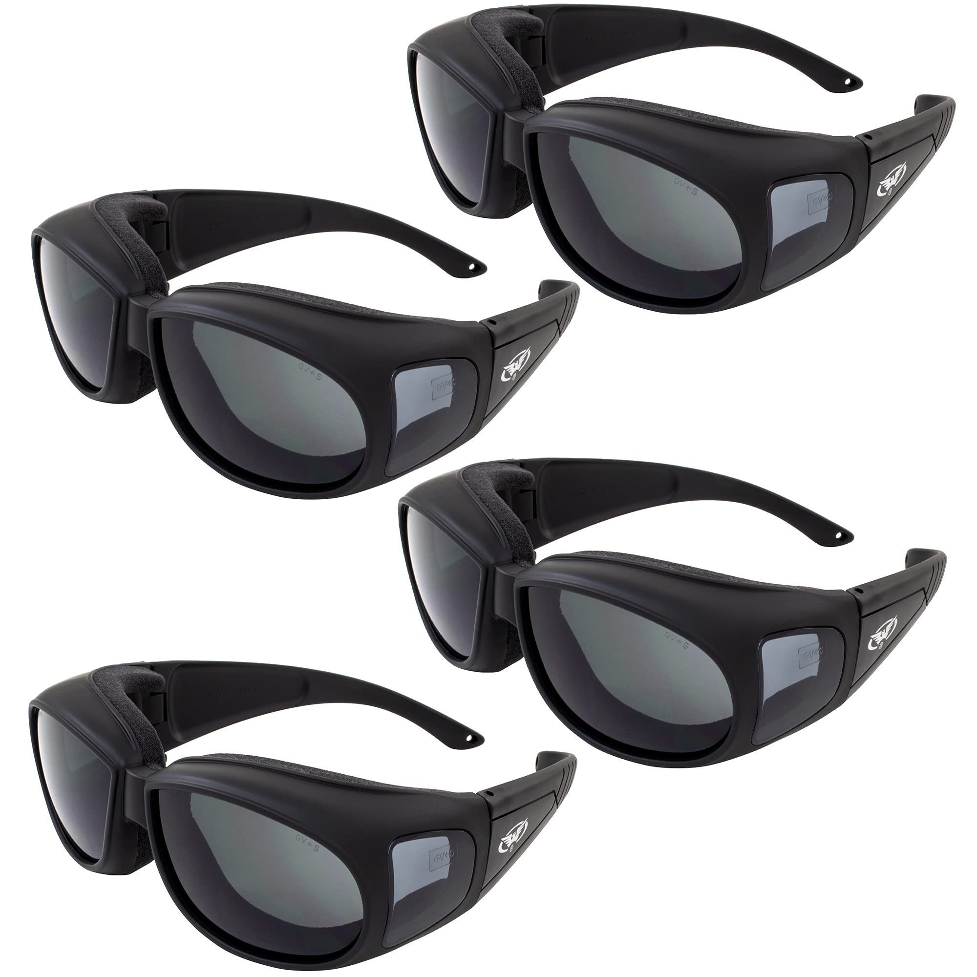 Global Vision Motorcycle Safety Sunglasses with Smoke Lens & Foam Padding - ANSI Z87.1 Certified, Fits Over Prescription Glasses - Perfect for Riding, Cycling & Outdoor Sports