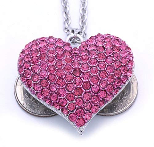 SoulBreeze Heart Shaped Valentine's Day Pendant Necklace with Rhinestones - Perfect Gift for Her, Anniversary, Wedding & Romantic Occasions