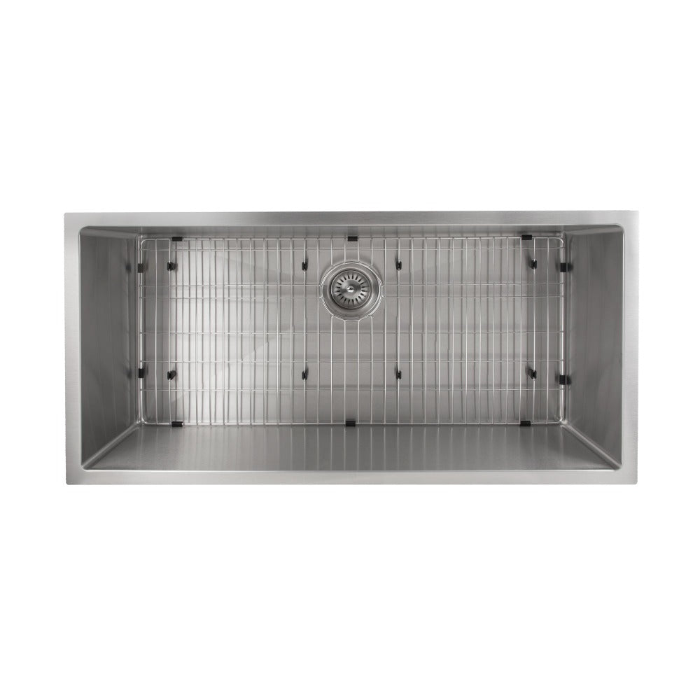 ZLINE Meribel 33-Inch Undermount Single Bowl Stainless Steel Kitchen Sink with Bottom Grid (SRS 33) - Durable & Stylish for Modern Kitchens, Perfect for Food Prep & Dishwashing