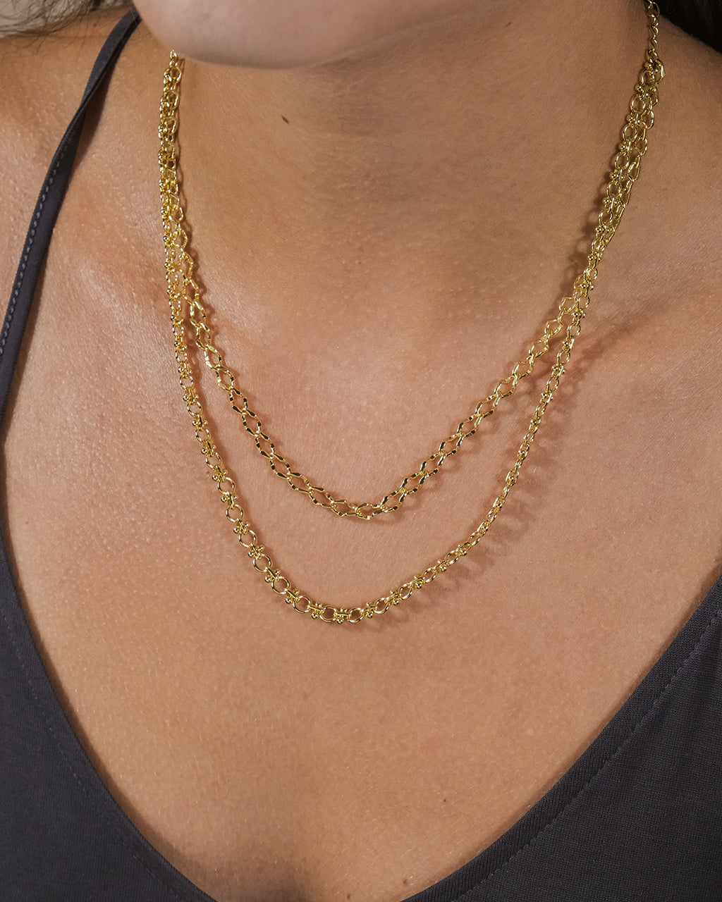 Selena Layered Chain Necklace for Women - Elegant Gold Plated Layered Necklace Jewelry - Perfect for Casual Wear, Date Night & Gifts