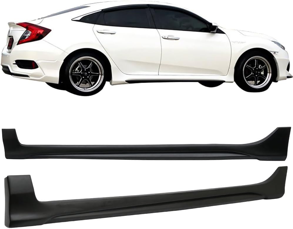 2016-2021 Honda Civic Sedan & Hatchback Side Skirts - AVS Style Unpainted Body Kit for 4 Door & 5 Door Models - Enhance Your Car's Sporty Look for Street Racing & Car Shows