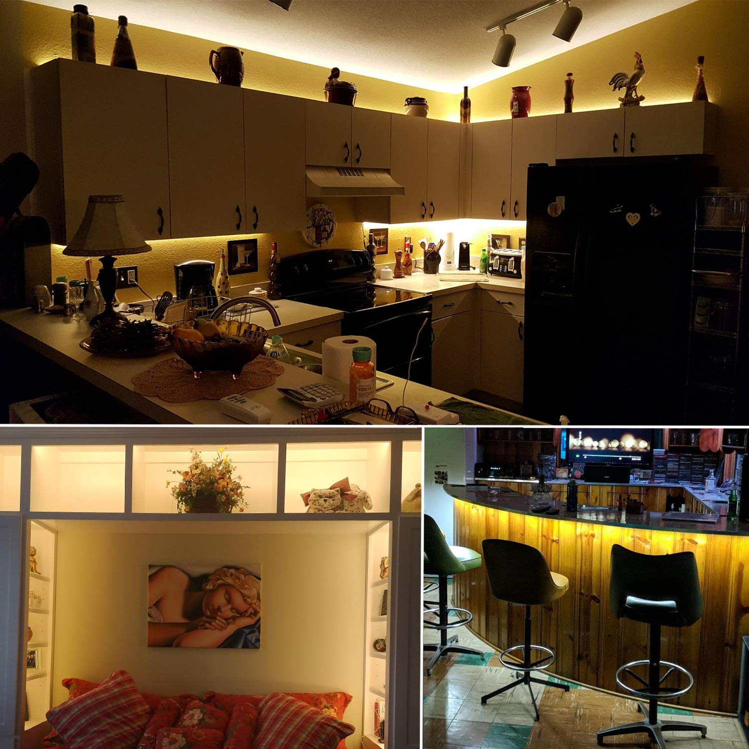 40ft LED Strip Lights Kit - Flexible & Bendable, No Cutting Needed, with Dimmer & Power Supply, Warm White - Perfect for Vanity Makeup Mirror, Cloakroom, Table Lighting, and Home Decor