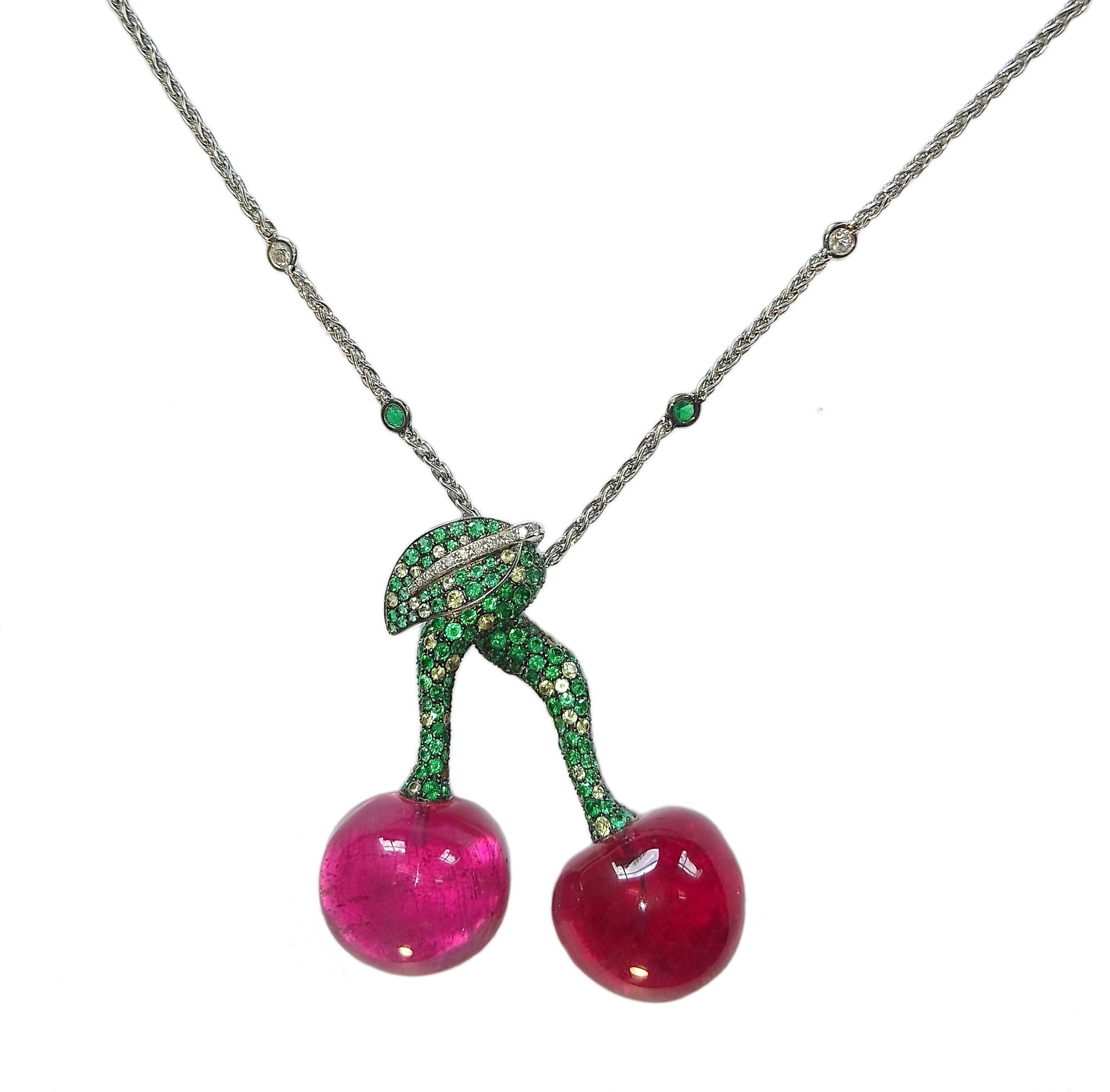 De Grisogono Cherry Pendant Necklace - 18K Gold & Diamond Jewelry for Women | Elegant Gift for Anniversary, Valentine's Day & Special Occasions