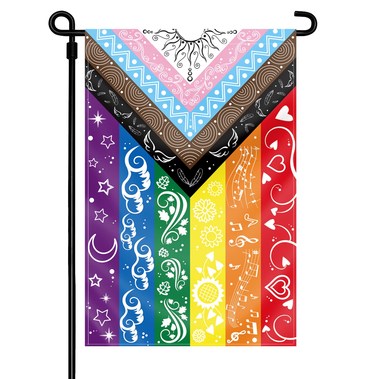 LGBTQ Pride Flag - 12x18 Inch Double Sided Bisexual Gay Transgender Inclusive Progress Rainbow Garden Yard Flag with Original Cute Print Design | Perfect for Pride Month, LGBTQ+ Events, Home & Yard Decor