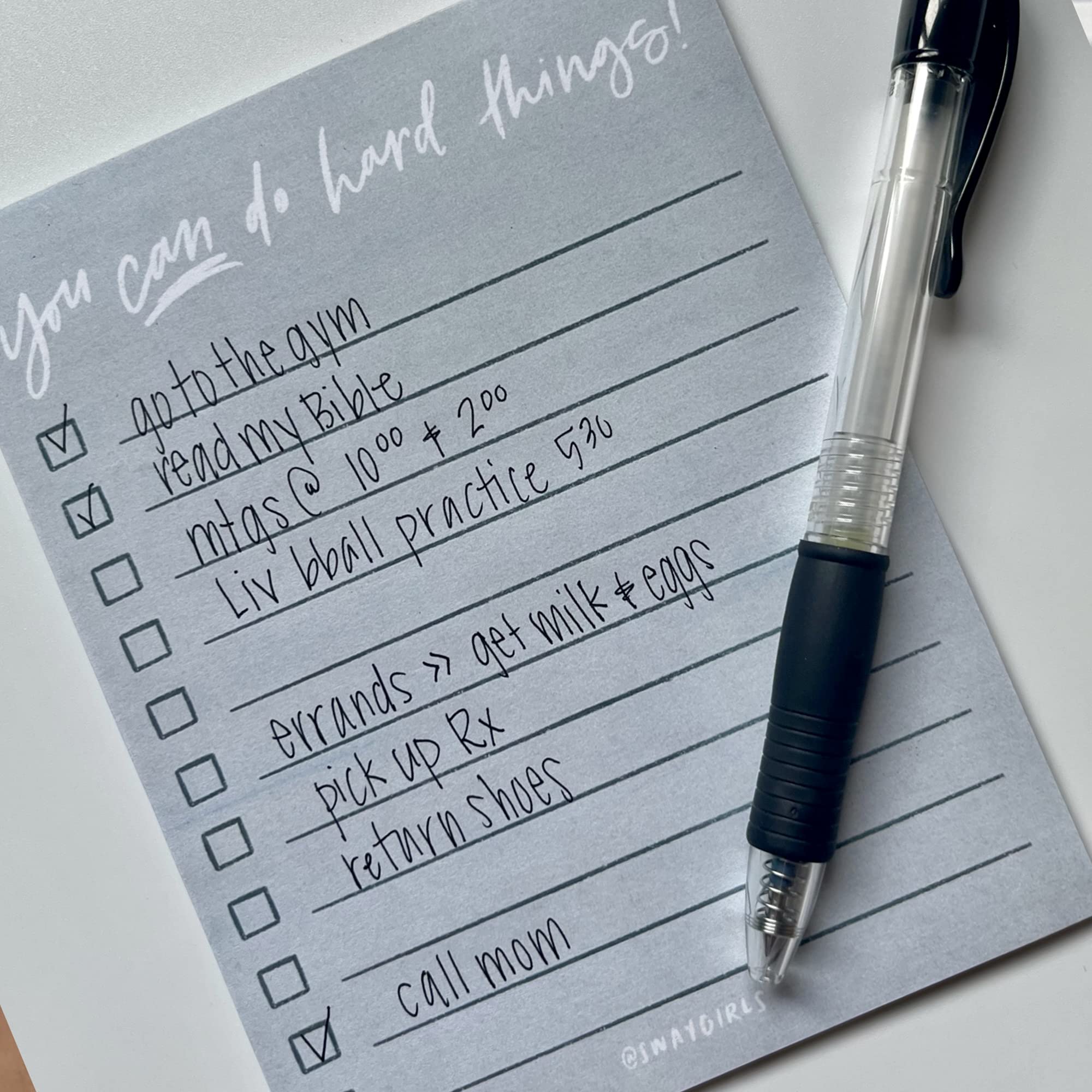 Cute Custom Handmade Notepads - To Do List Notepad with Motivational 'You Can Do Hard Things' Design - Perfect for Office, School & Daily Planning