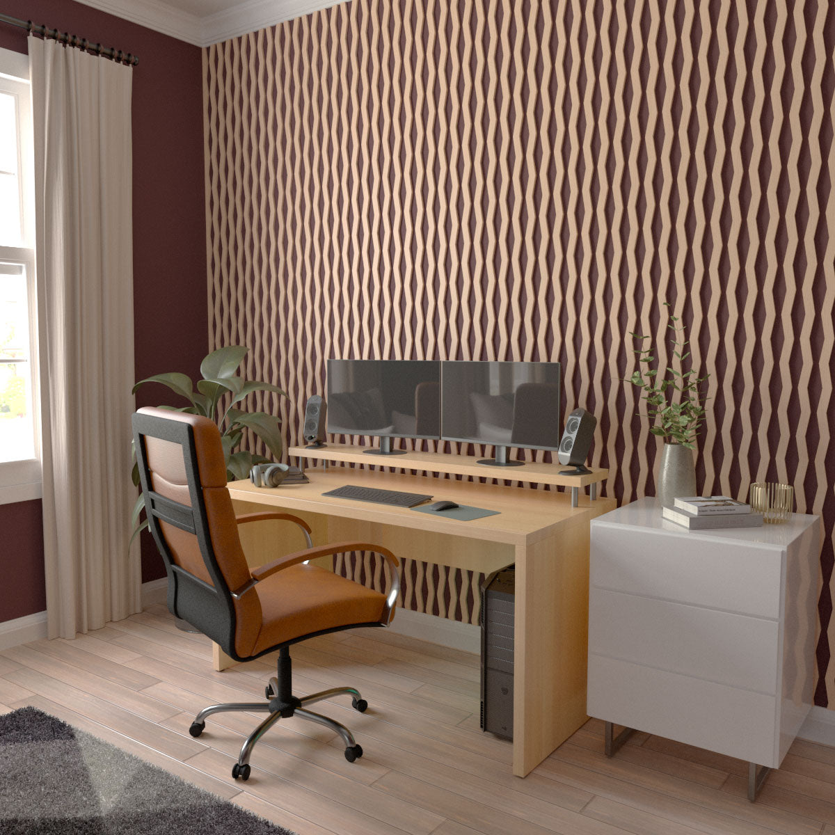 Eastport Adjustable Wood Slat Wall Kit - DIY Modern Acoustic Panel for Home Office & Bedroom Decor - Easy Installation & Customizable Design