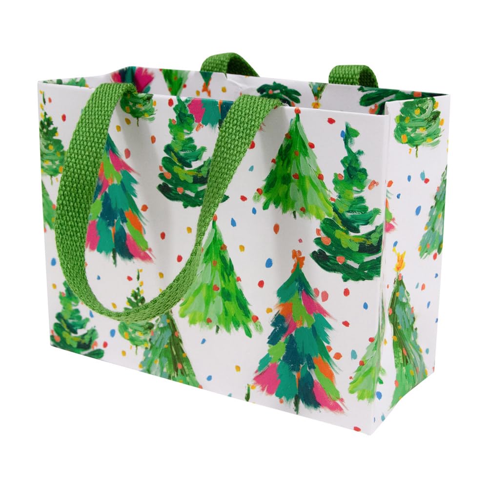Caspari Brushstroke Trees Small Gift Bags - Set of 4 | Elegant Party Favor Bags for Weddings, Baby Showers & Holiday Gifting