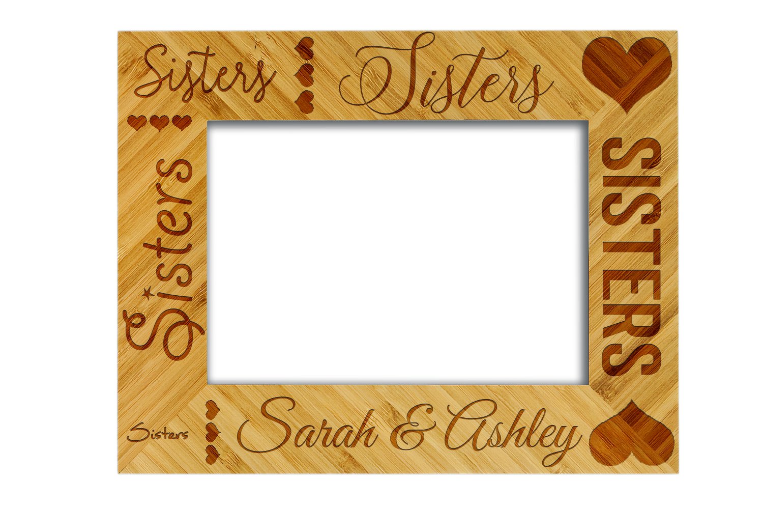 Custom 5x7 Personalized Wooden Picture Frame - Engraved Sisters Photo Frame for Home Decor, Gifts & Keepsakes