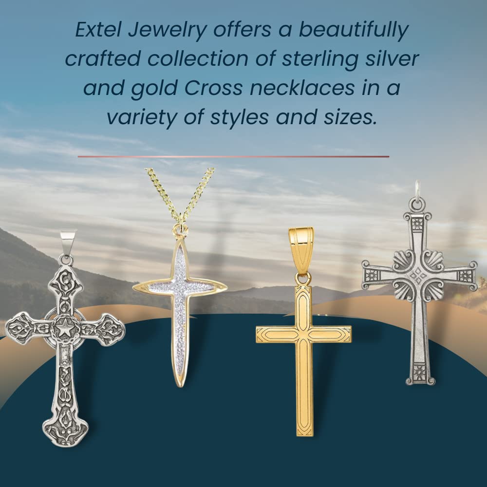 White Gold Laser Engraved Cross Charm Pendant - Handcrafted in USA - Perfect for Gifts, Religious Jewelry & Everyday Wear
