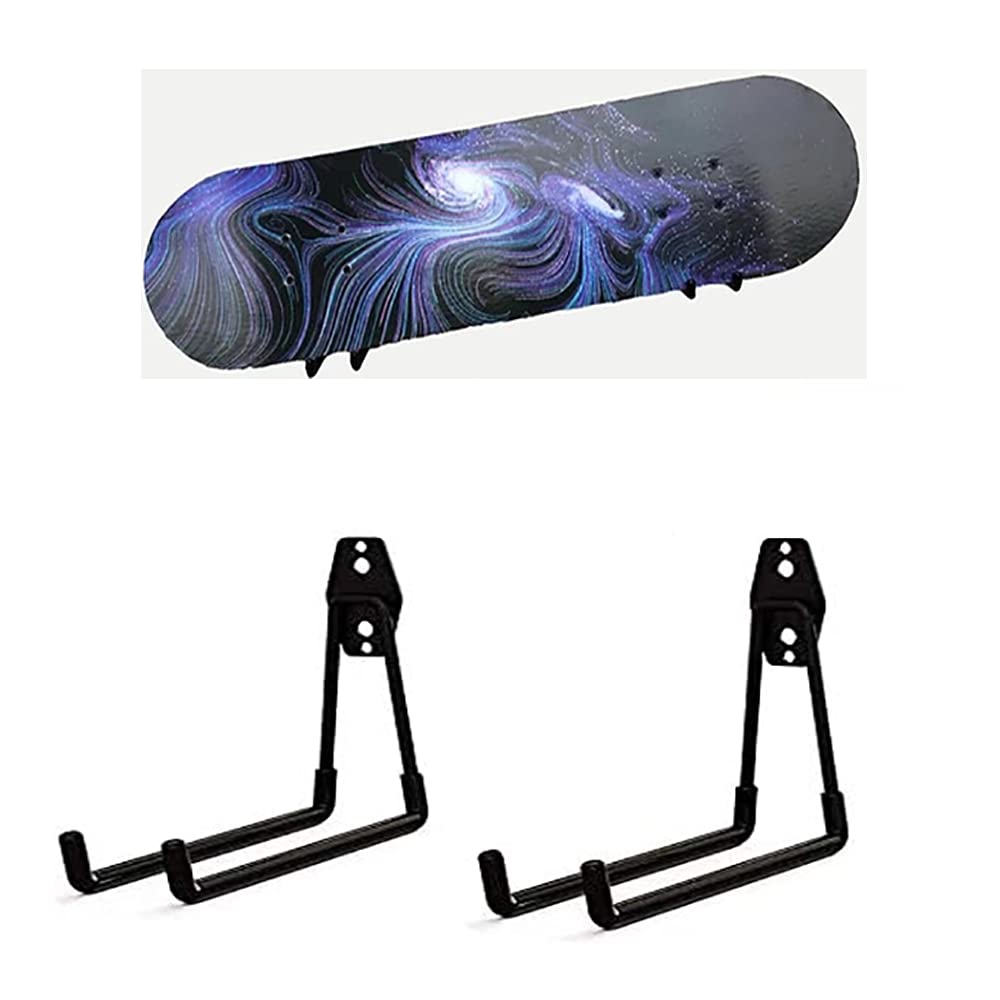 Skateboard Wall Mount & Snowboard Rack - 2 Pack Heavy Duty Storage Hanger for Skateboards, Longboards & Snowboards - Space Saving Garage & Home Organization Solution - Perfect for Bedroom, Game Room or Sports Equipment Storage