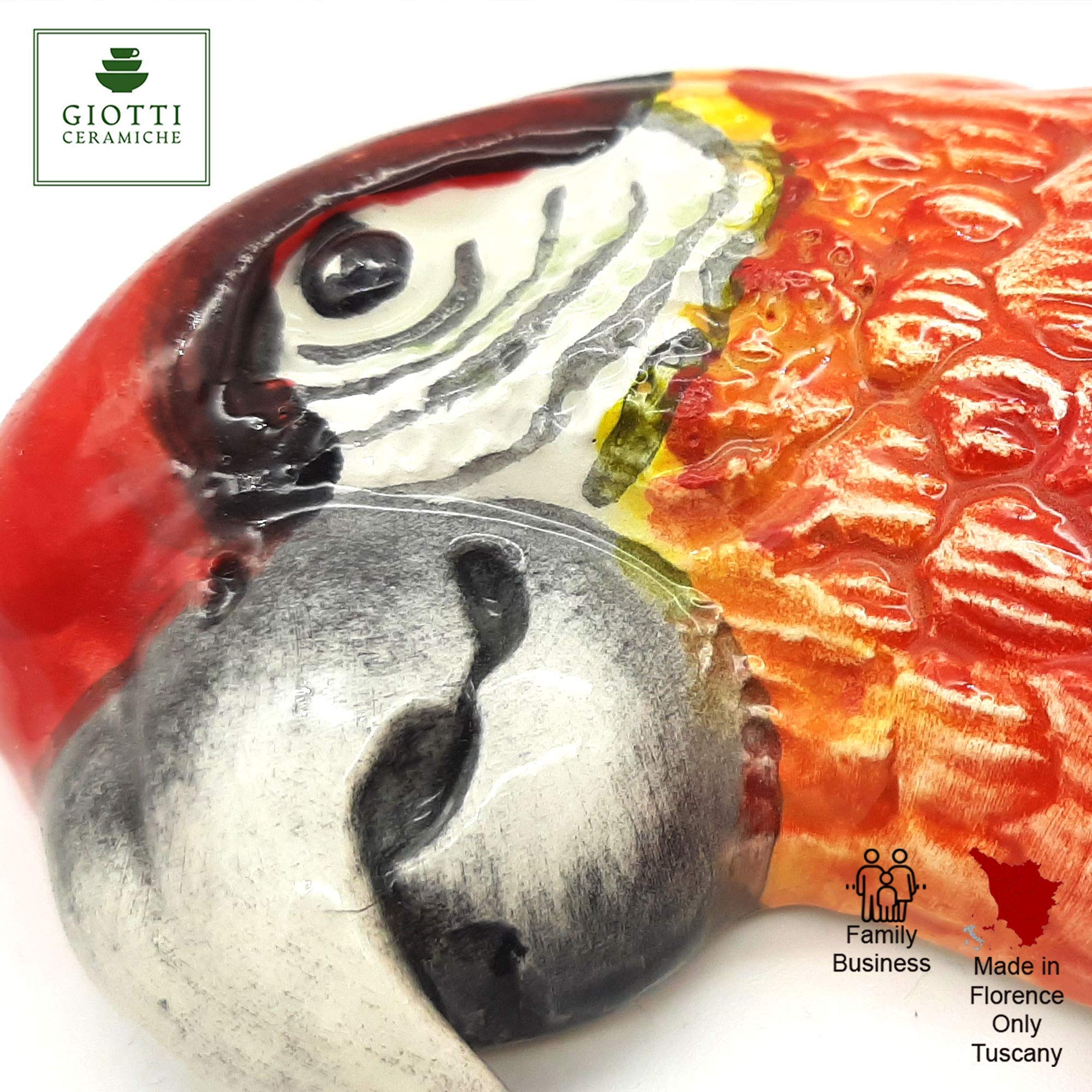 Hand-Painted Italian Ceramic Parrot Wall Hanging - Authentic Italy-Made Pottery Bird Decor for Patio, Garden & Home - Unique Wall Art for Bohemian, Mediterranean & Tropical Home Decor Styles