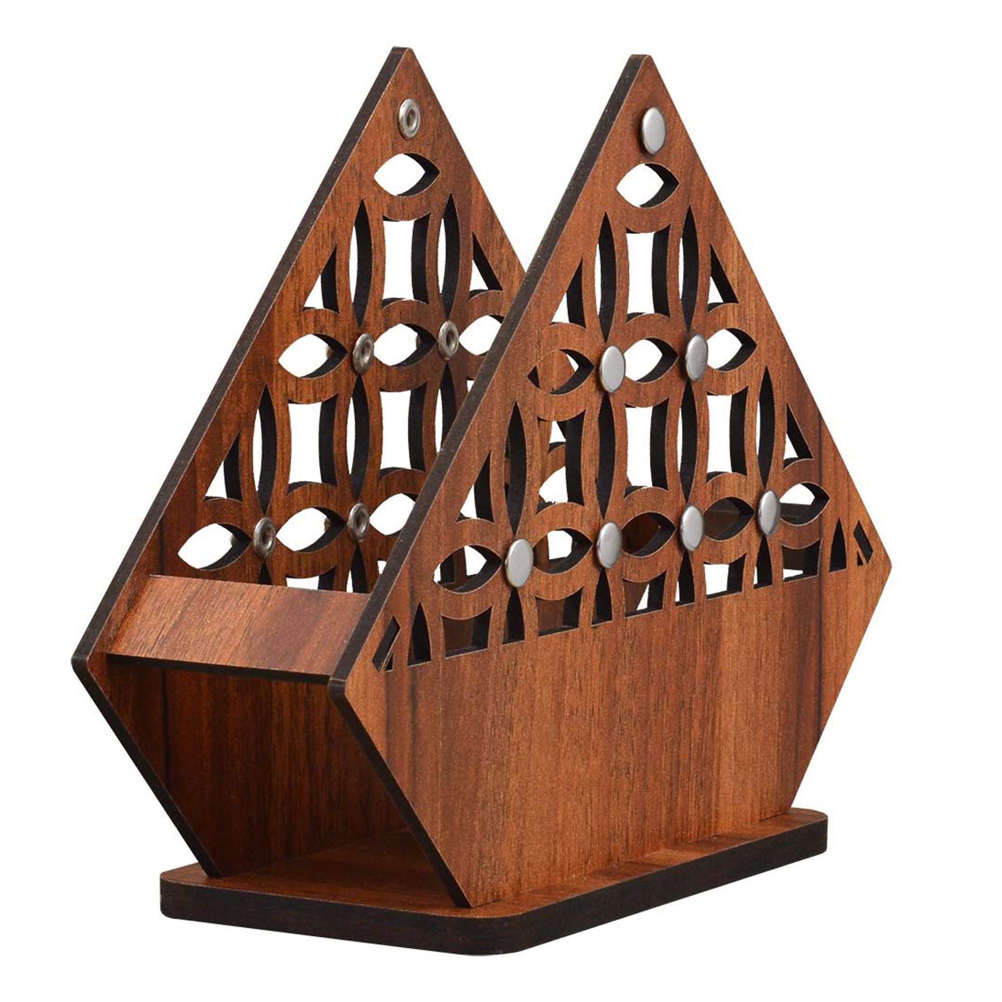 Modern Wooden Tissue Paper Holder with Steel Rivets - Stylish Home & Kitchen Decor for Dining Table, Restaurant, Cafe | Includes Tissue Paper Pack (Perfect for Living Room, Office, Bathroom)