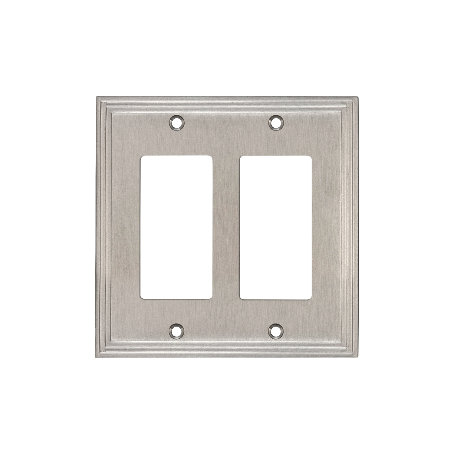Satin Nickel Double Rocker Wall Plate - Decorative Light Switch Cover for Home & Office - Modern Electrical Outlet Cover for Living Room, Bedroom, and Hallway