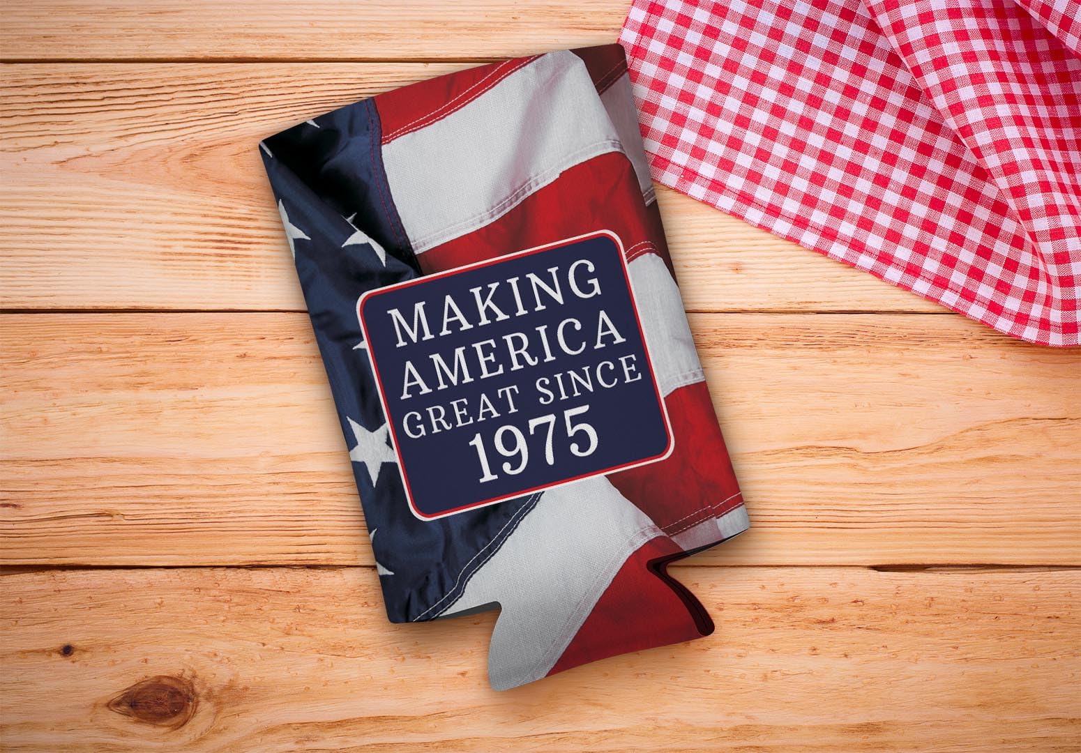48-Pack Ultra Slim Seltzer Can Coolers with US Flag Design - Perfect for 50th Birthday Party Favors & Patriotic Celebrations (Born in 1975 Theme) - Keep Drinks Cold at BBQs, Pool Parties & 4th of July Events