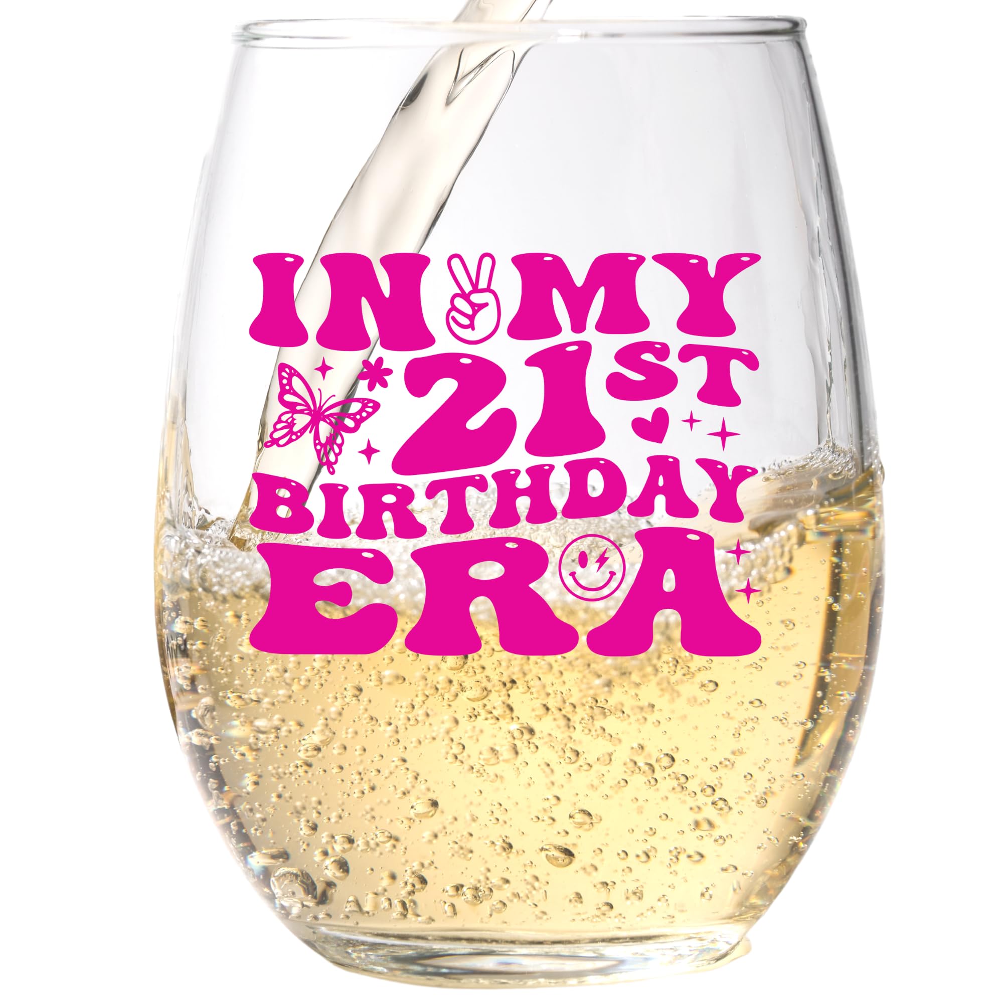 21st Birthday Wine Glass - Funny & Personalized Gift for Him, Her, Daughter, Sister, Best Friend - Perfect for 21st Birthday Party Decorations & Celebrations - Ideal for Toasting, Gifting & Memorable Moments - Clear Glass