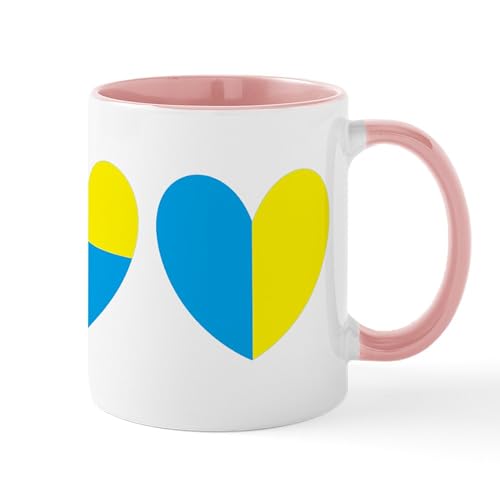 White/Pink Inside - I Stand With Ukraine Heart Mugs