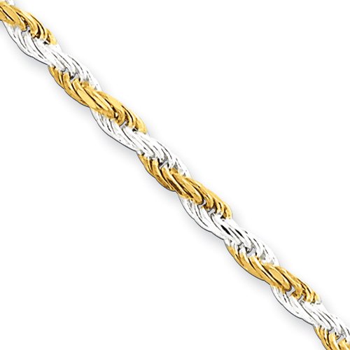 925 Sterling Silver 2.5mm Yellow Rope Chain Necklace with Lobster Claw Clasp - Durable Polished Jewelry for Women & Men - Perfect for Layering, Gifts, and Everyday Wear